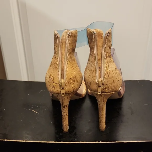Jessica Simpson Multi Colored Clear Strap Cork Heels - Picture 3 of 5